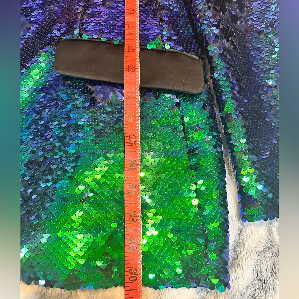 Men’s blue/green reversible sequin jacket - Picture 6 of 6